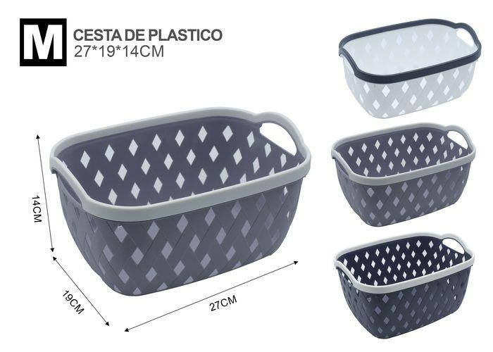 Cesta de almacenamiento de plástico, 27 × 19 × 14 cm, modelo 132680