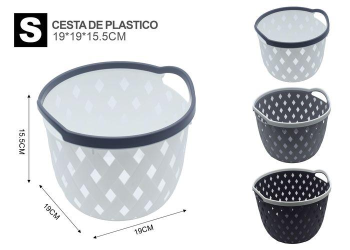 Cesta de almacenamiento de plástico, 19 × 19 × 15,5 cm
