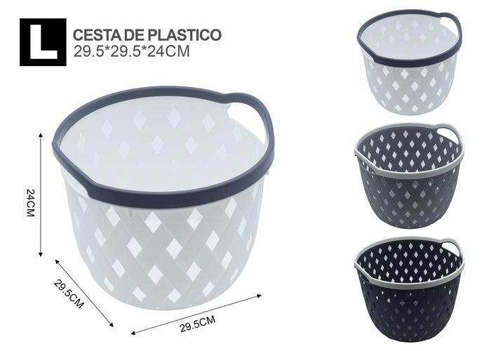 Cesta de almacenamiento de plástico, 29,5 × 29,5 × 24 cm