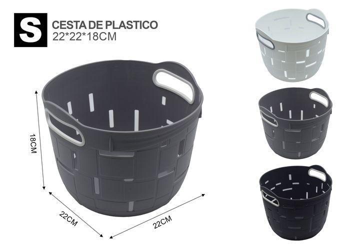 Cesta de almacenamiento de plástico, 22 × 22 × 18 cm