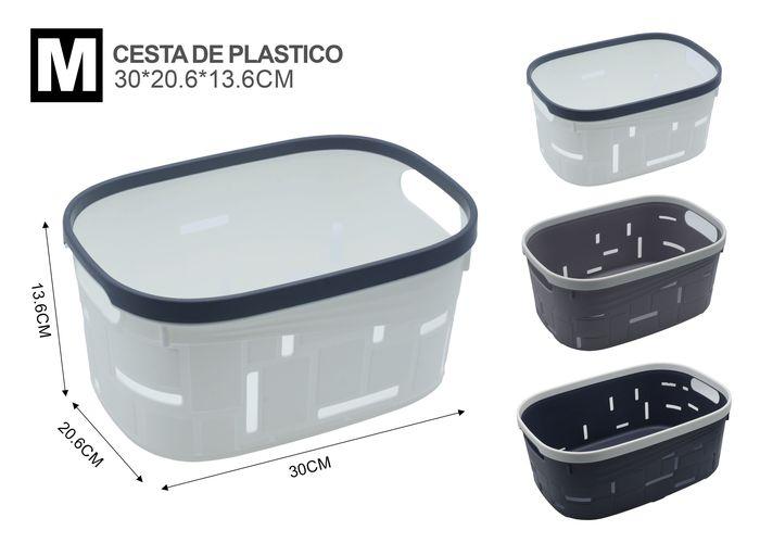 Cesta de almacenamiento de plástico, 30 × 20,6 × 13,6 cm