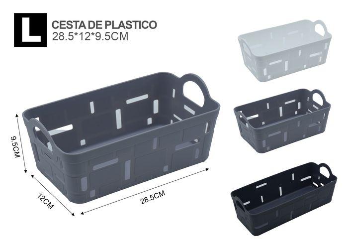 Cesta de almacenamiento de plástico, 28,5 × 12 × 9,5 cm