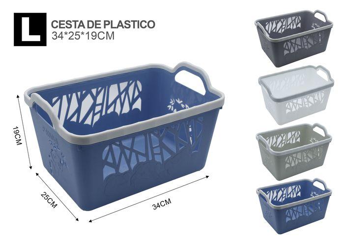 Cesta de almacenamiento de plástico, 34 × 25 × 19 cm