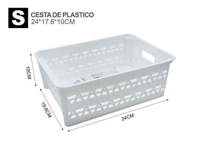 Cesta de almacenamiento de plástico, 24 × 17,6 × 10 cm