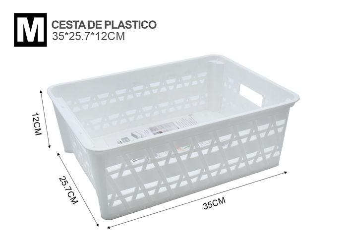 Cesta de almacenamiento de plástico, 35 × 25,7 × 12 cm