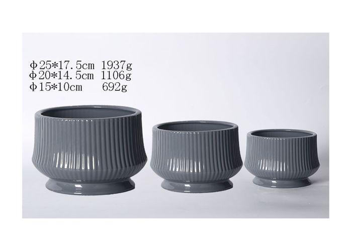 Macetas de cerámica, modelo JW00785B, color gris