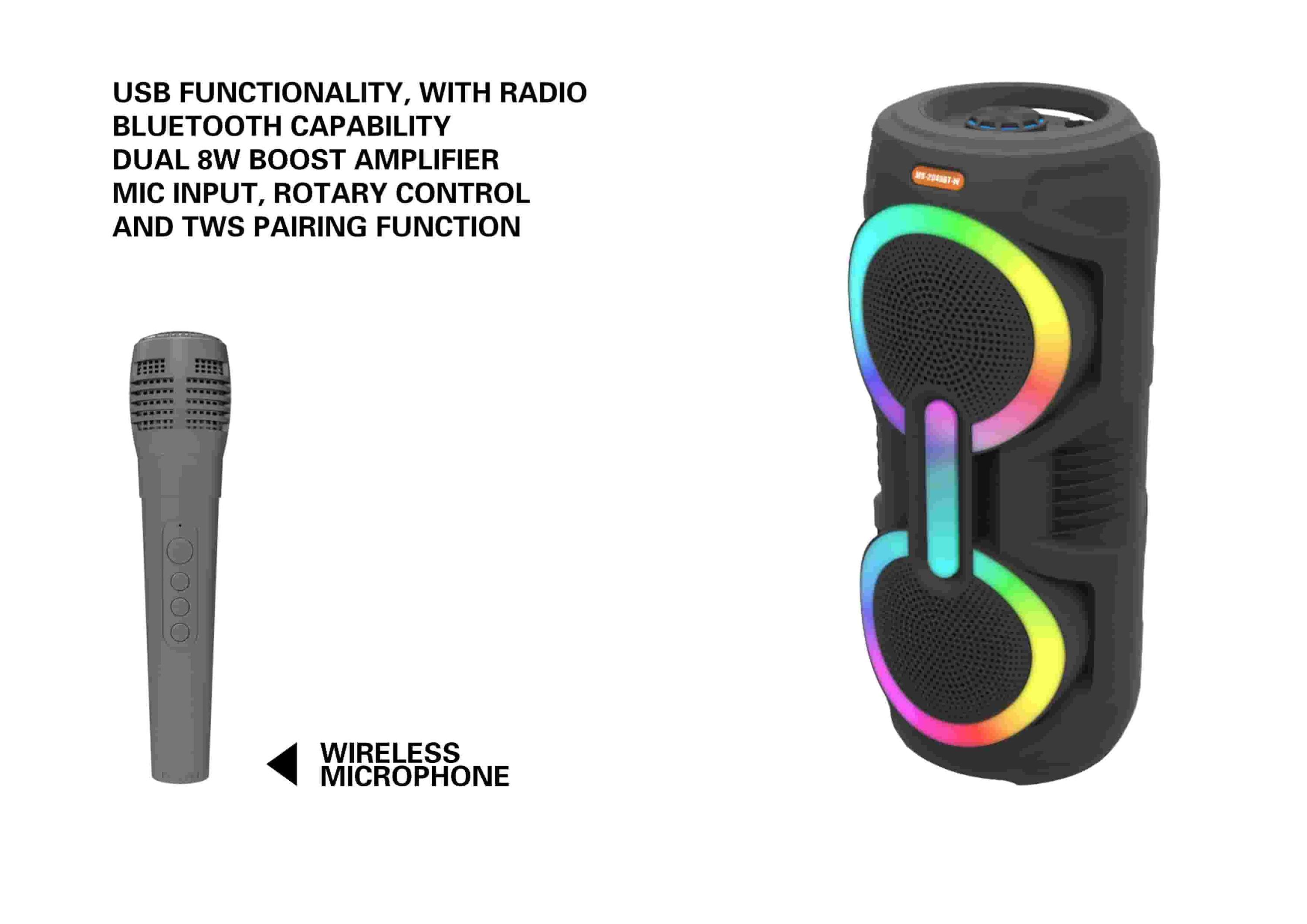 altavoz portátil, color azul, modelo MS-2049BT-W