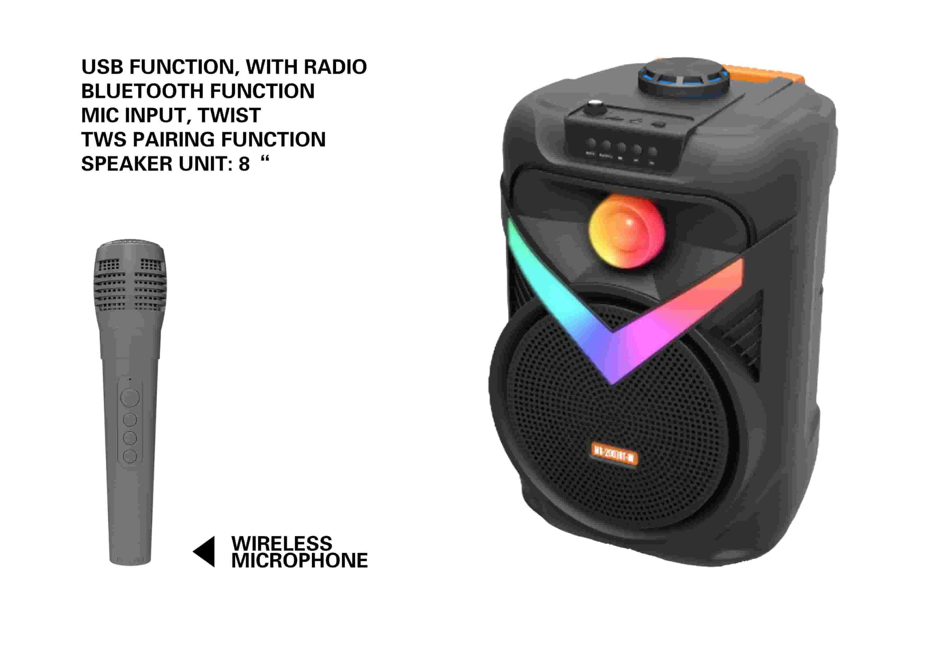 altavoz portátil, color azul, modelo MS-2067BT-W