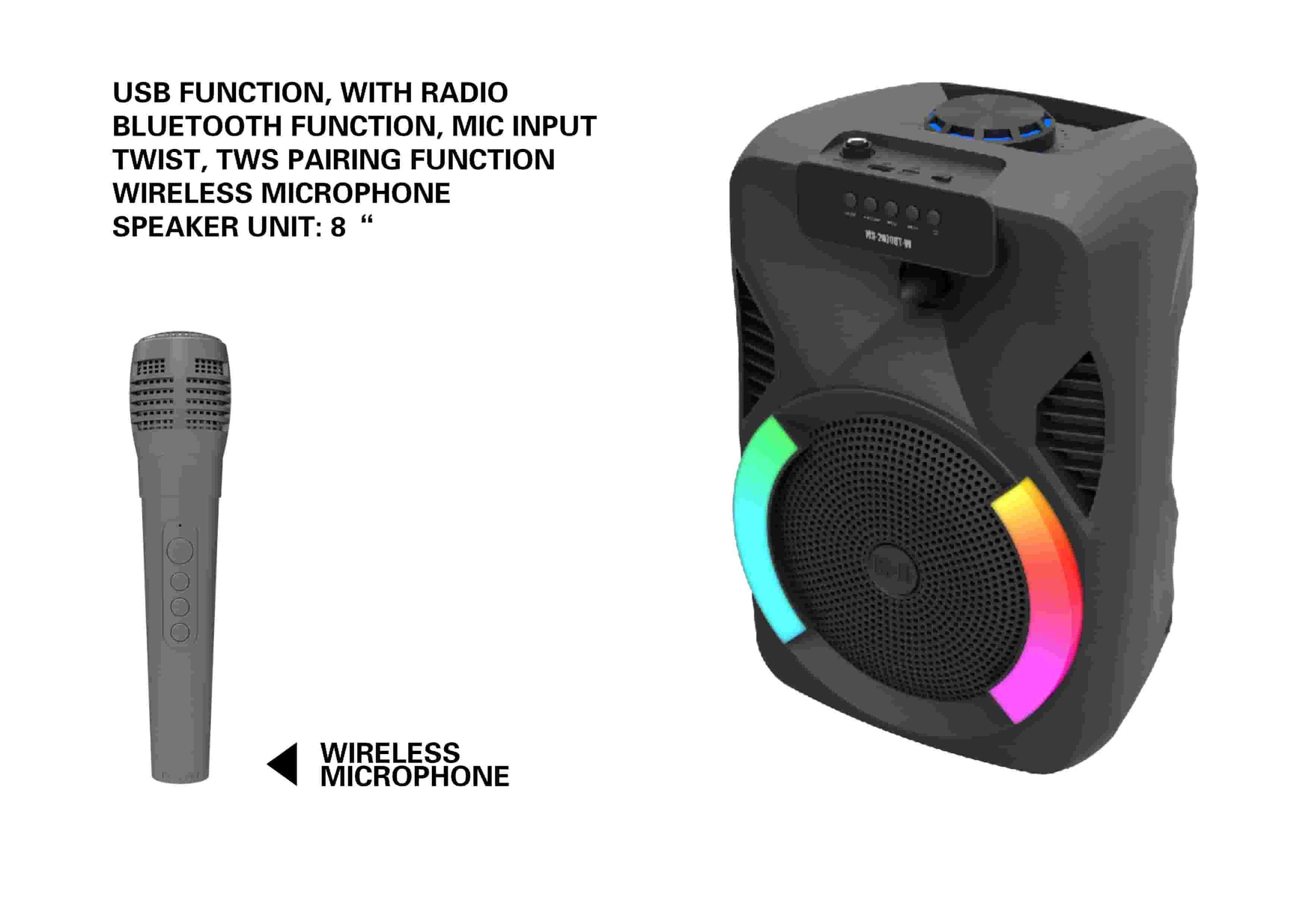 altavoz portátil, color azul, modelo MS-2070BT-W