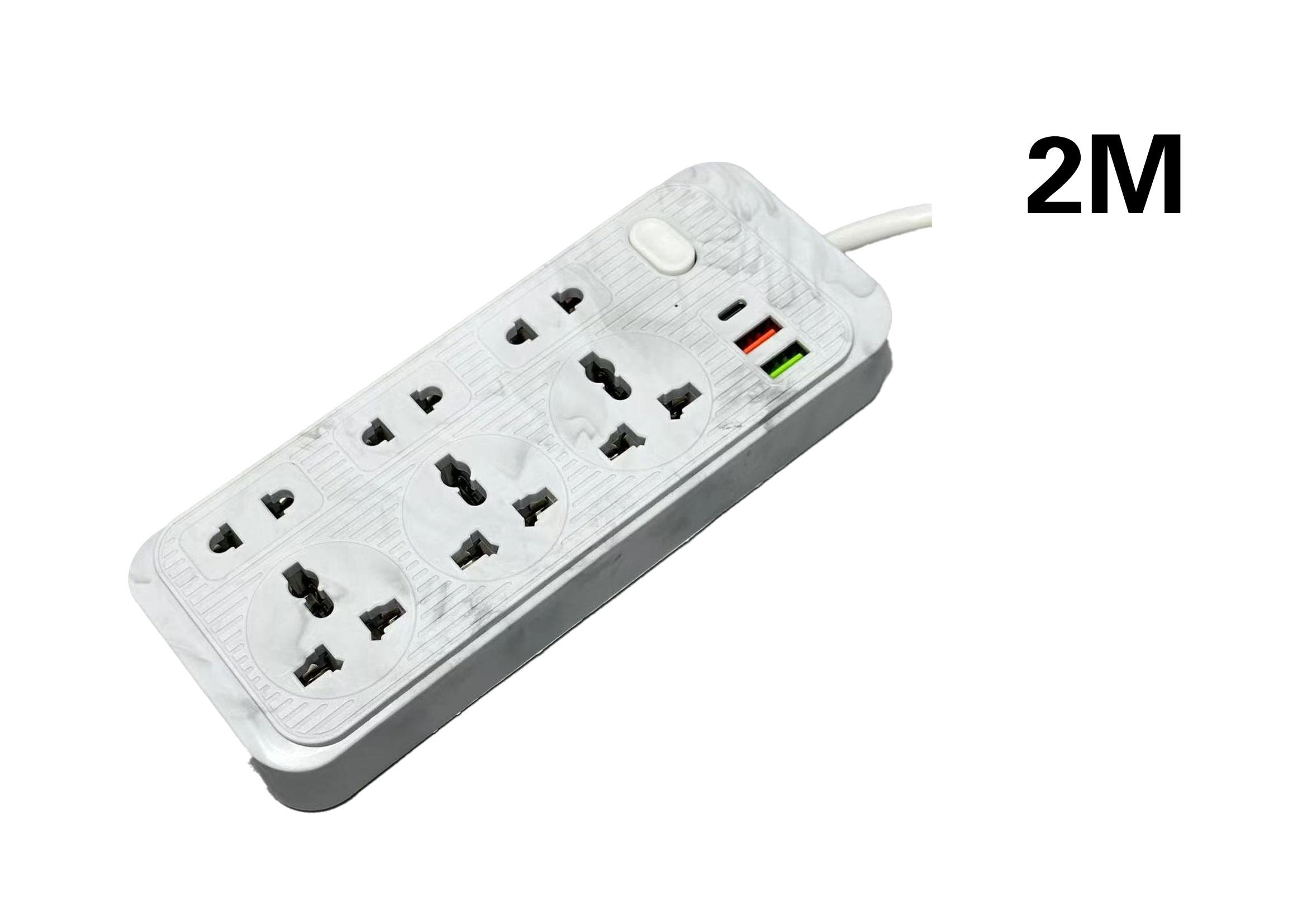 Toma de corriente, modelo HZ-B2423U, 2 m, color blanco