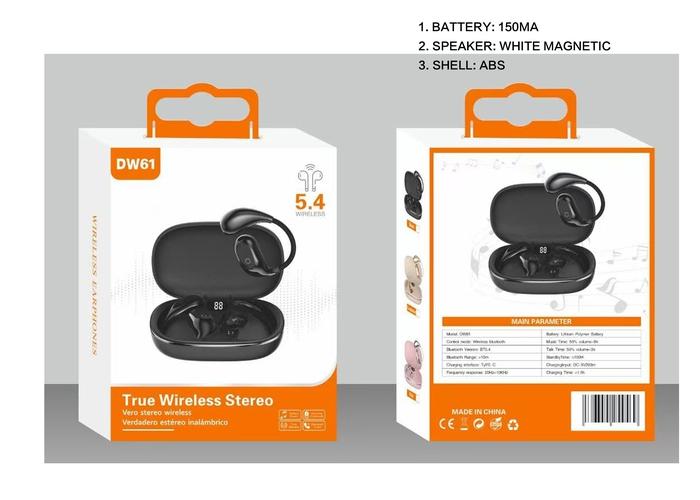 auriculares bluetooth, modelo DW61, color azul