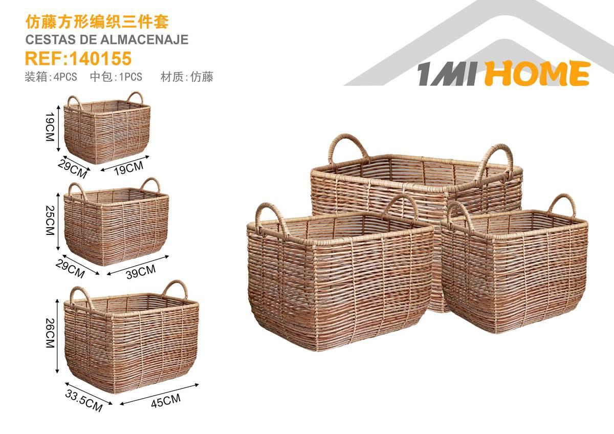 Cesta de almacenamiento tejida, modelo 140155