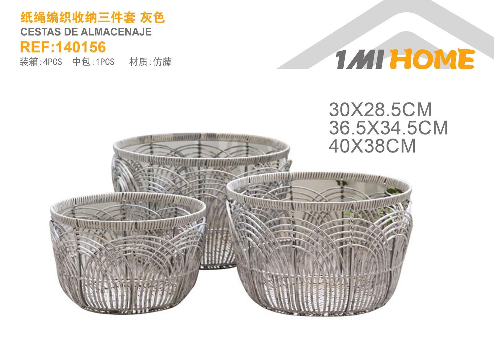 Cesta de almacenamiento tejida, color gris, modelo 140156
