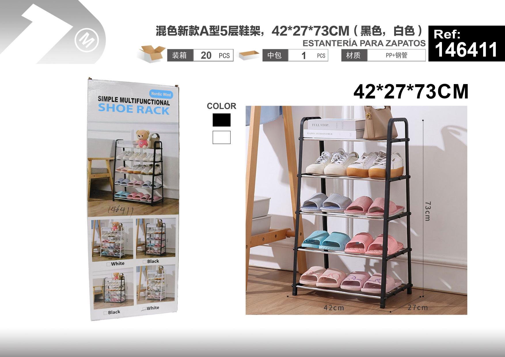 Soluciones para guardar calzado, 42 × 27 × 73 cm, colores negro y blanco