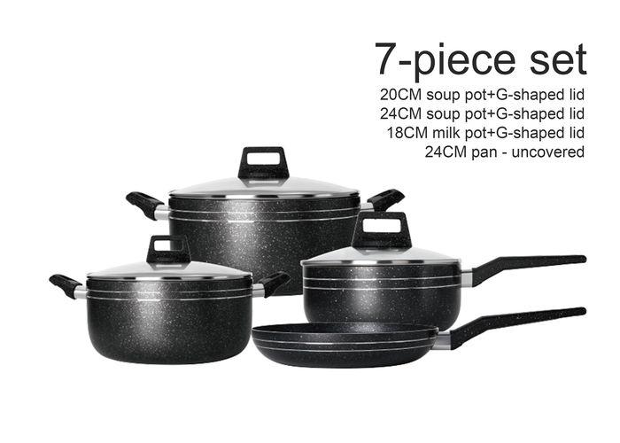 Juego de cocina, 2,2 mm, 7 piezas, color negro