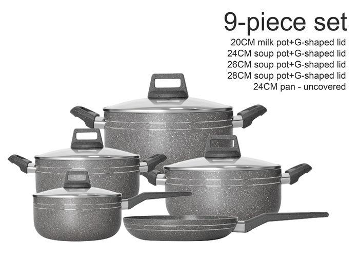 Juego de cocina, 2,2 mm, 9 piezas, color gris