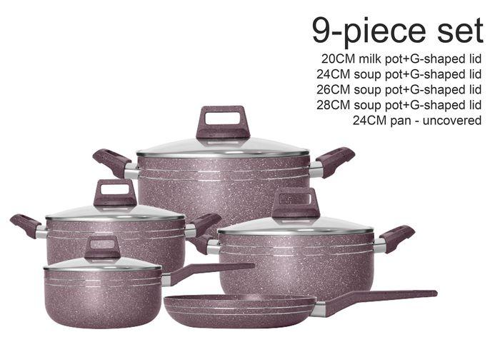 Juego de cocina, 2,2 mm, 9 piezas, colores rosado y morado