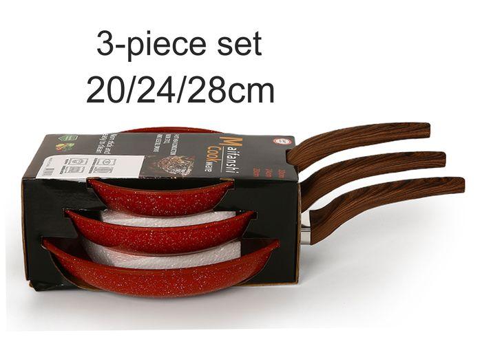 Juego de cocina, 28 cm, 3 piezas, color rojo