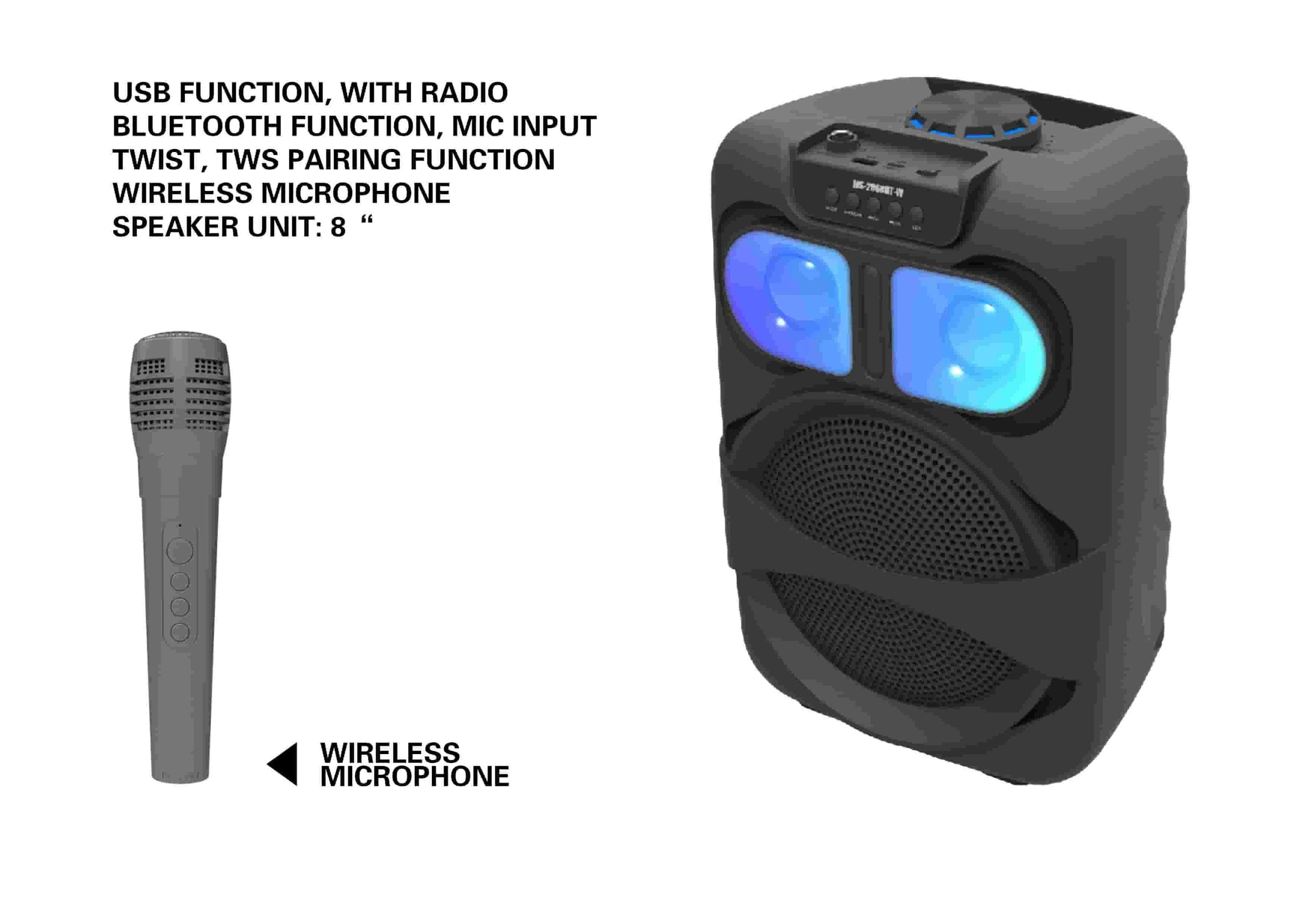 altavoz portátil, color azul, modelo MS-2068BT-W