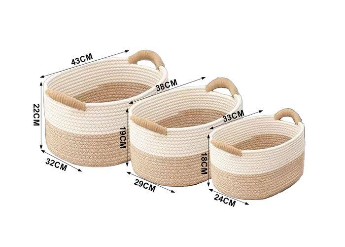 Cesta de almacenamiento tejida, 3 piezas