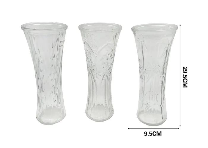 Jarrón de vidrio transparente, 12 × 9,5 × 29,5 cm
