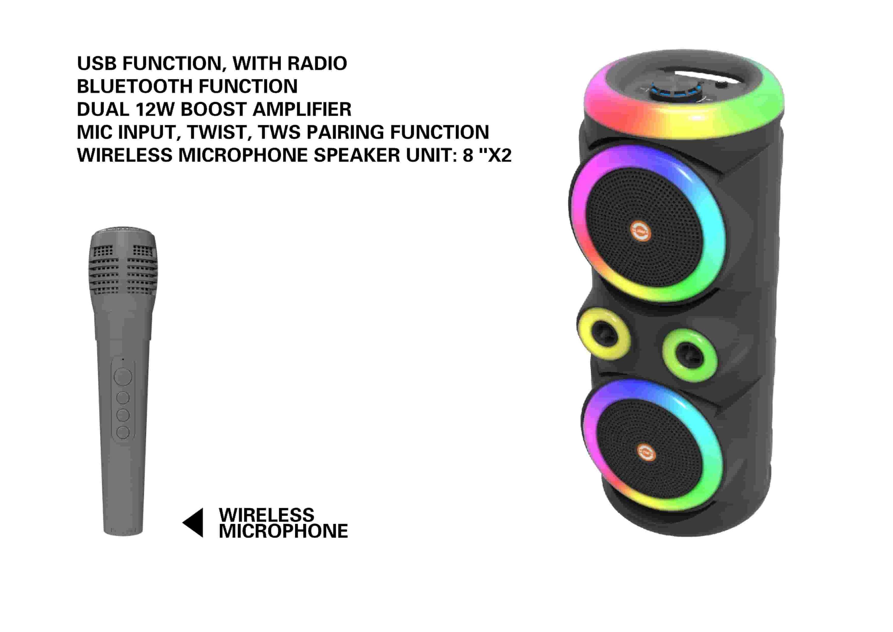 altavoz portátil, color azul, modelo MS-2056BT-W