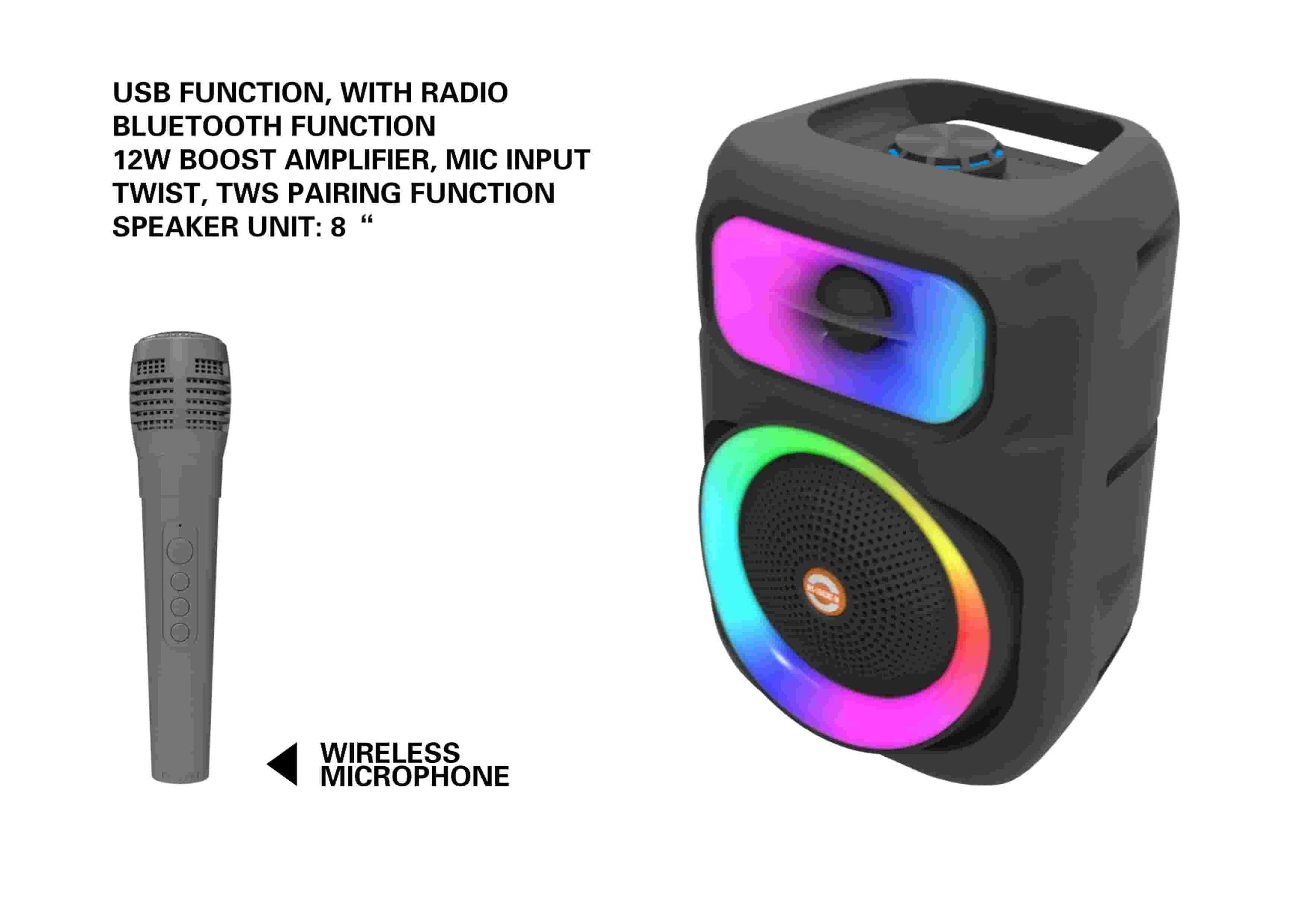 altavoz portátil, color azul, modelo MS-2043BT-W
