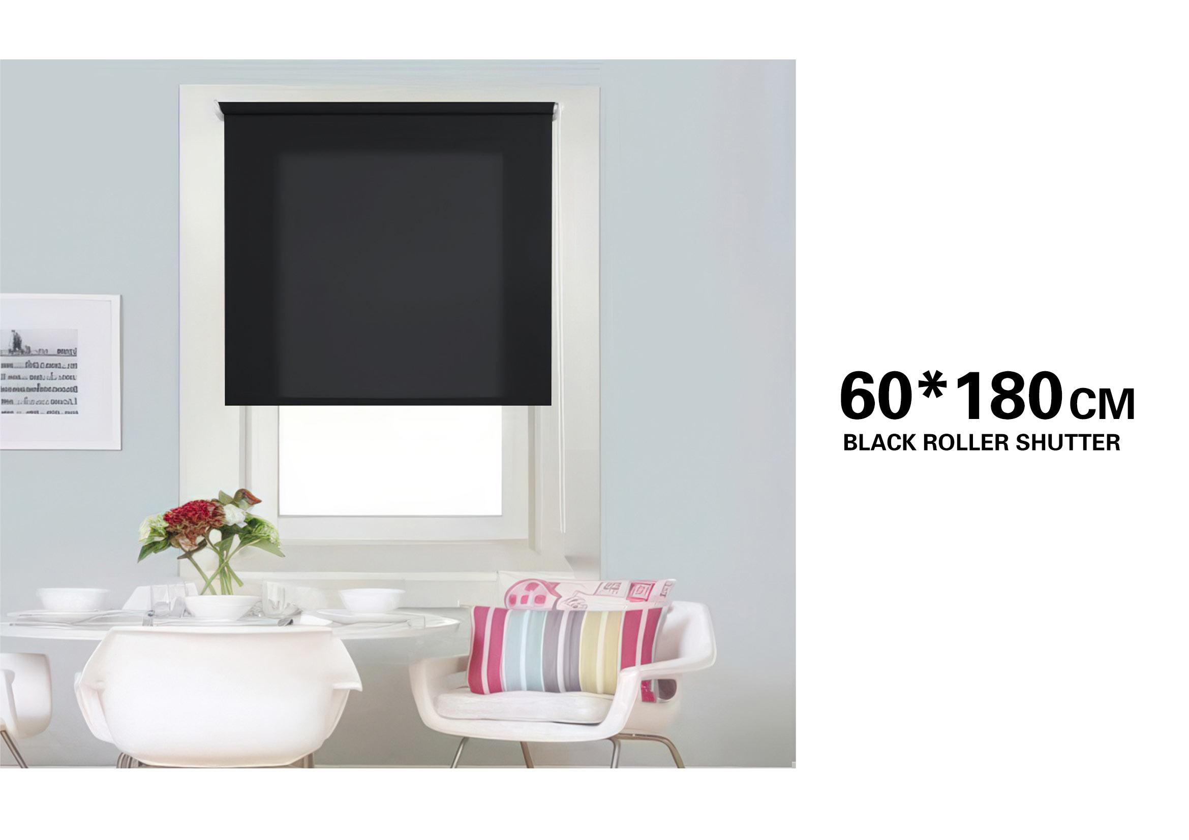 Estores enrollables, 60 × 180 cm, color negro