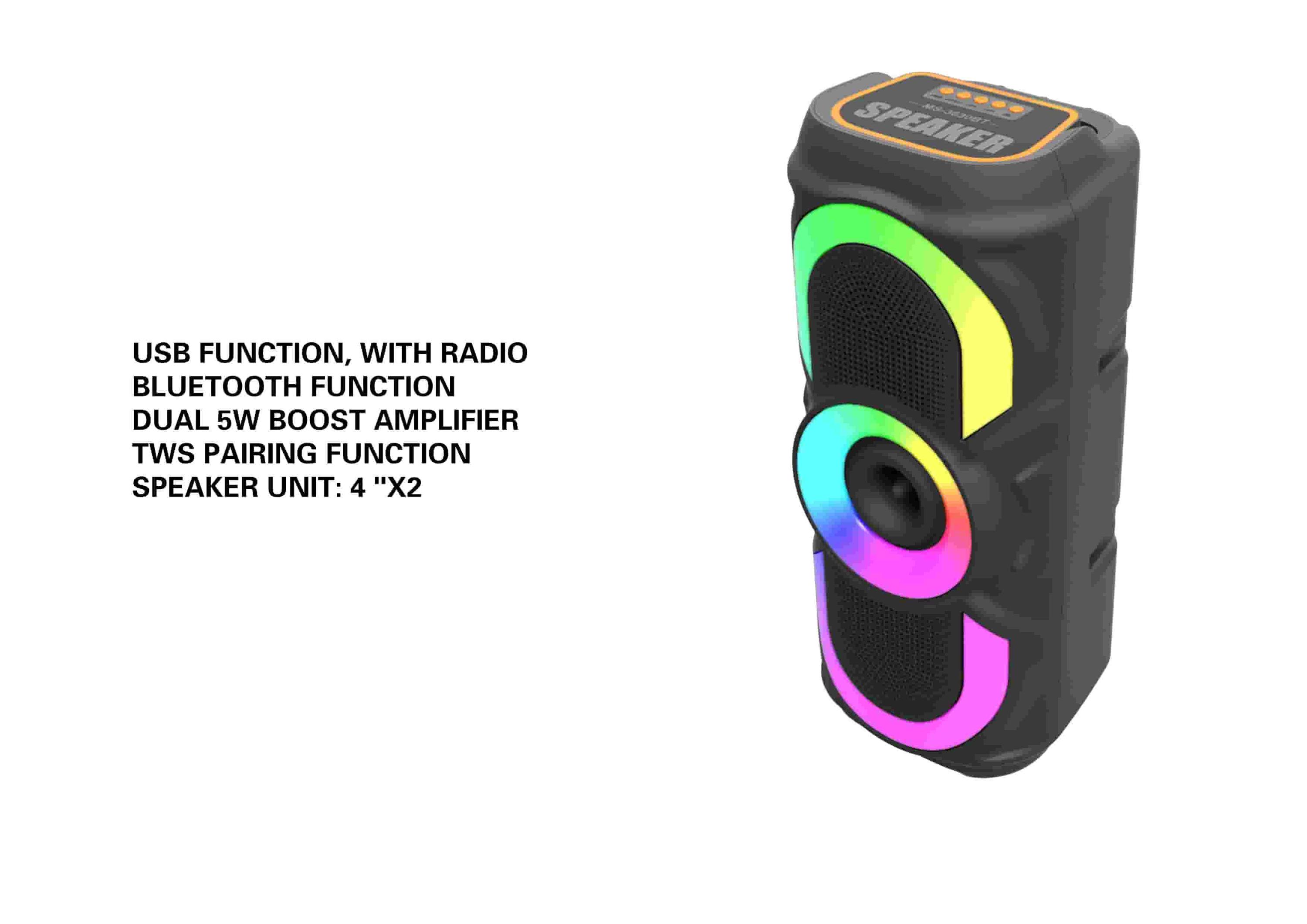 altavoz portátil, color azul, modelo MS-3630BT