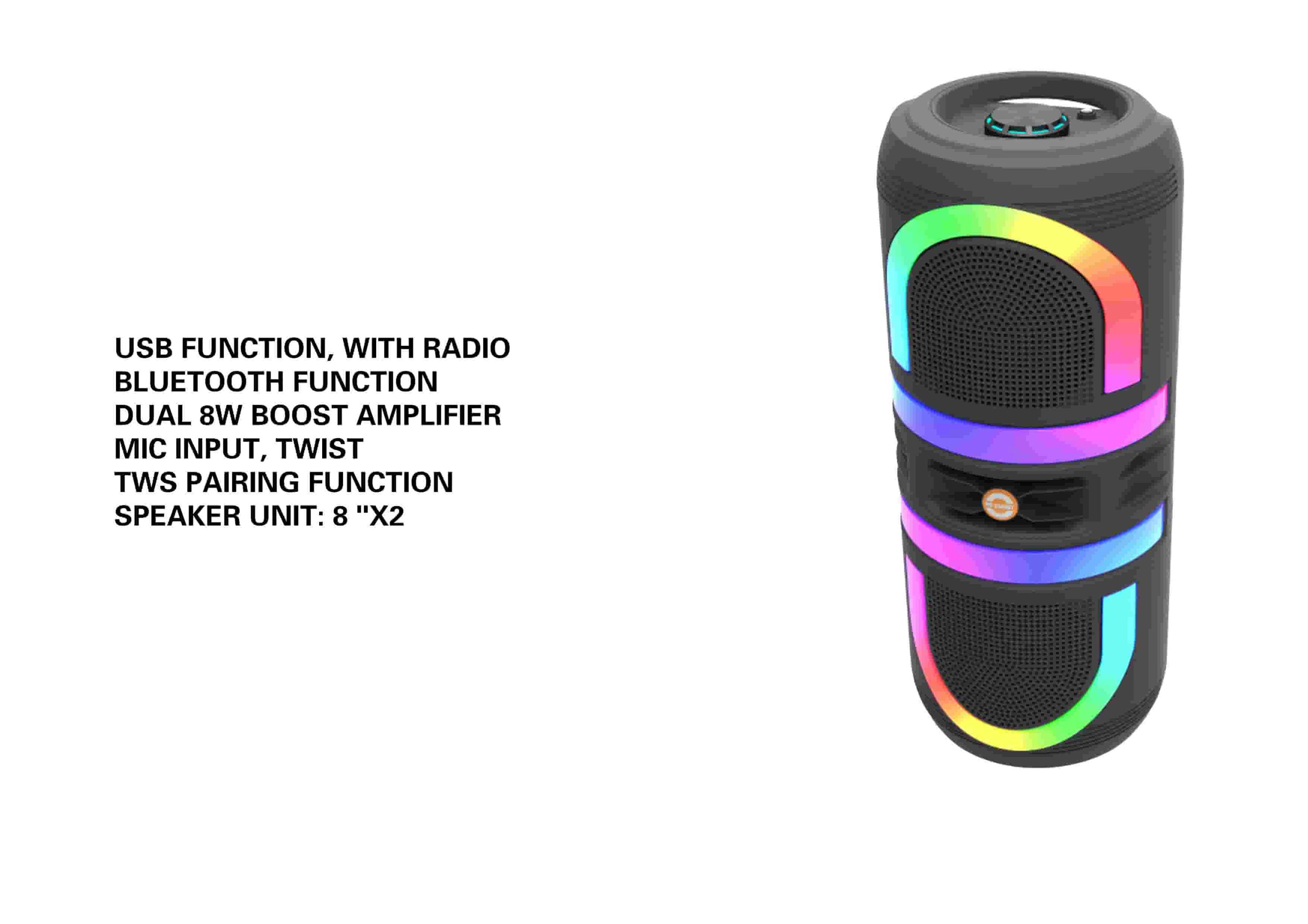 altavoz portátil, color azul, modelo MS-2048BT