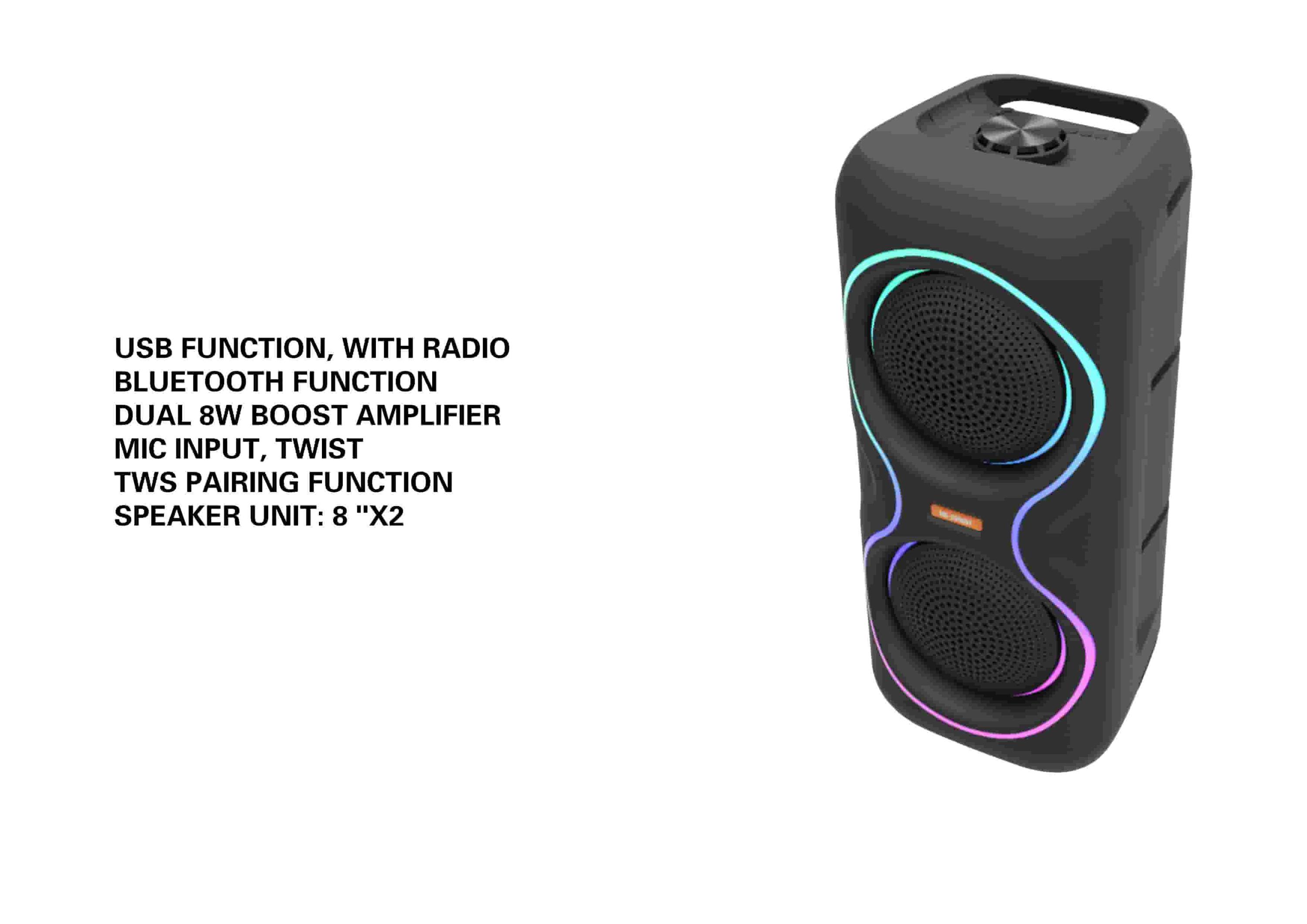 altavoz portátil, color azul, modelo MS-2040BT