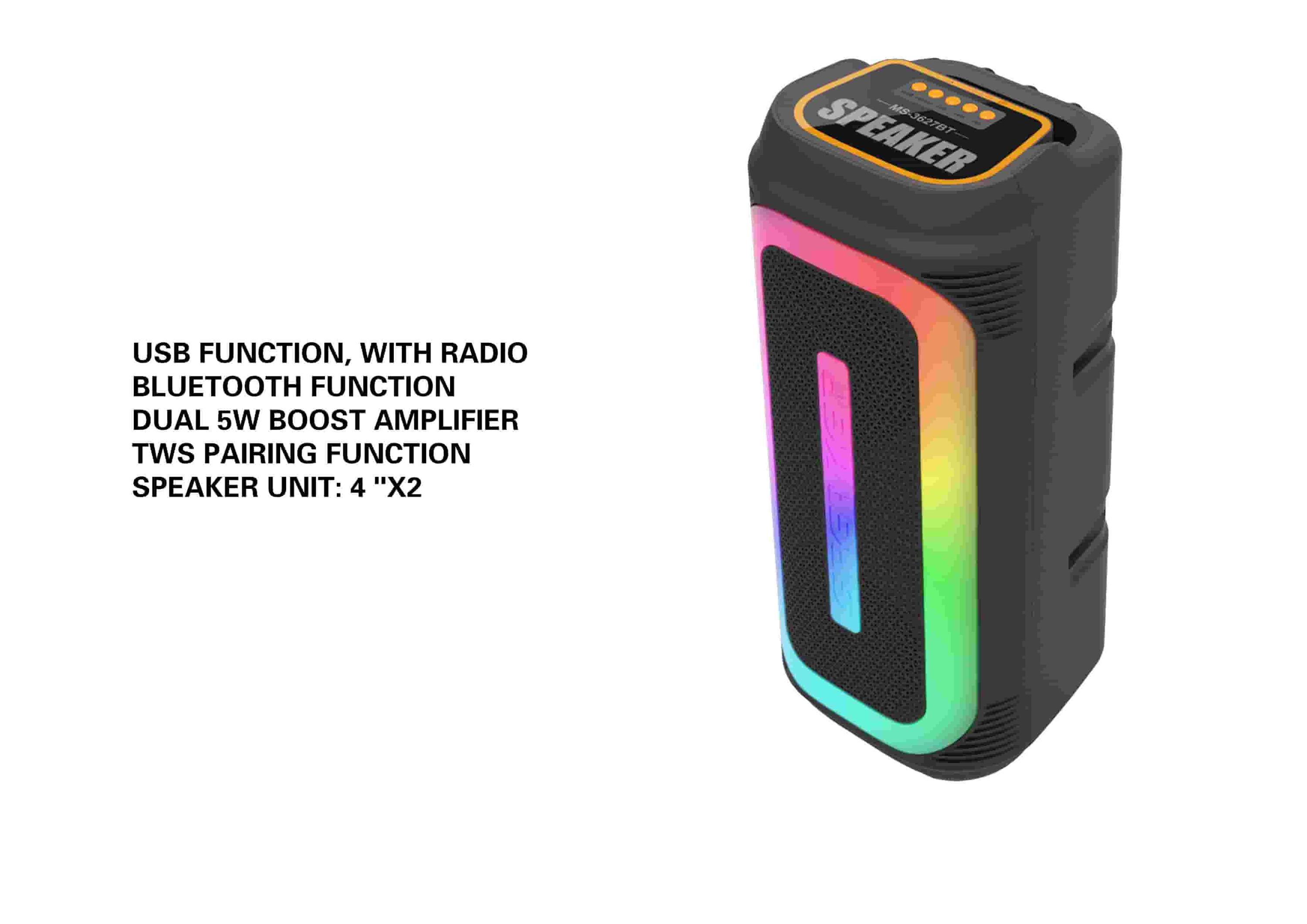 altavoz portátil, color azul, modelo MS-3627BT