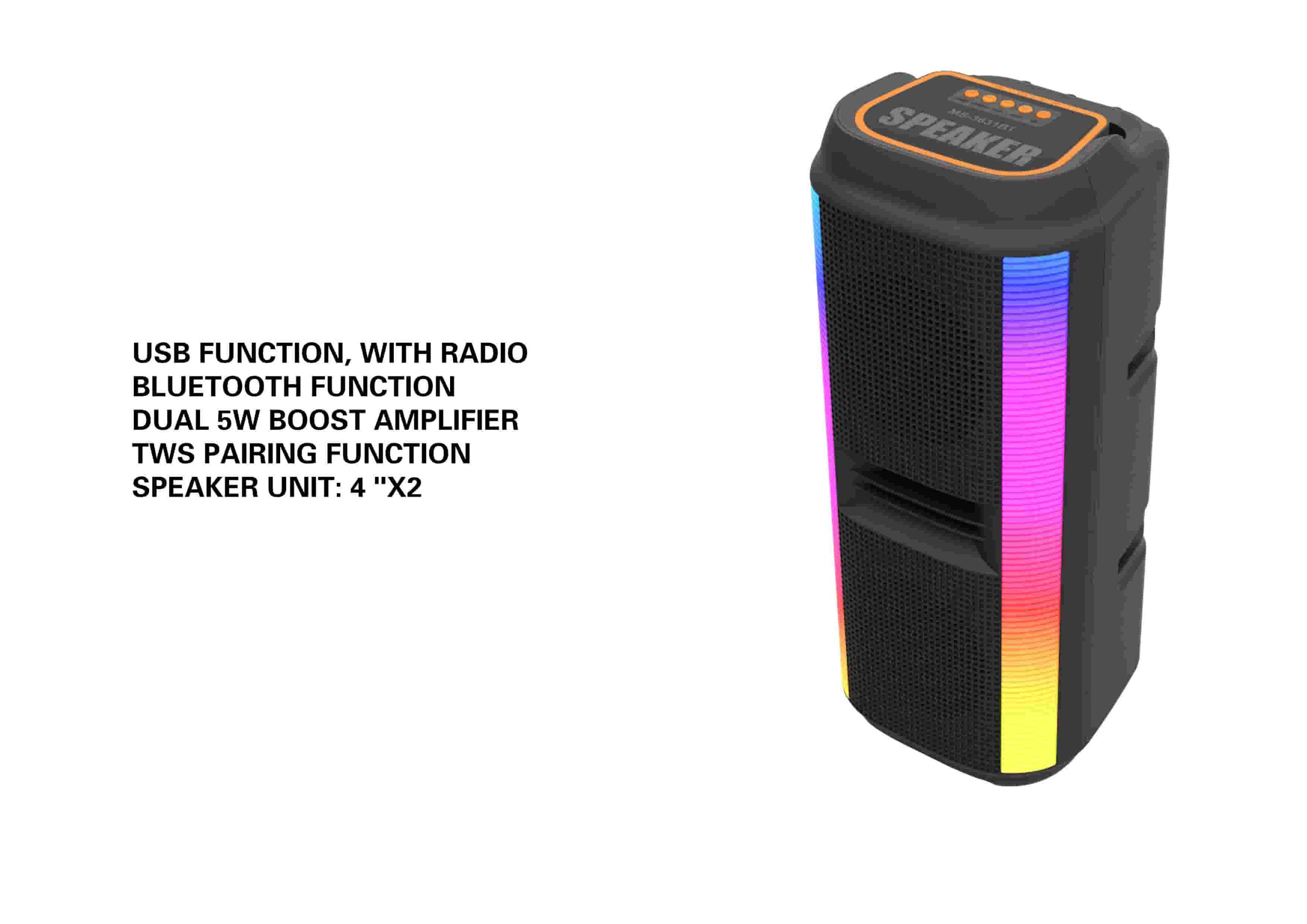 altavoz portátil, color azul, modelo MS-3631BT