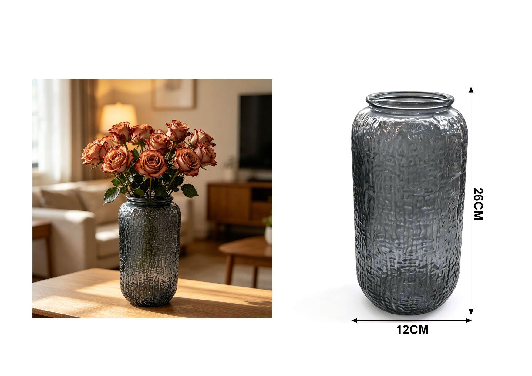 Jarrón de vidrio, color gris, modelo 872858