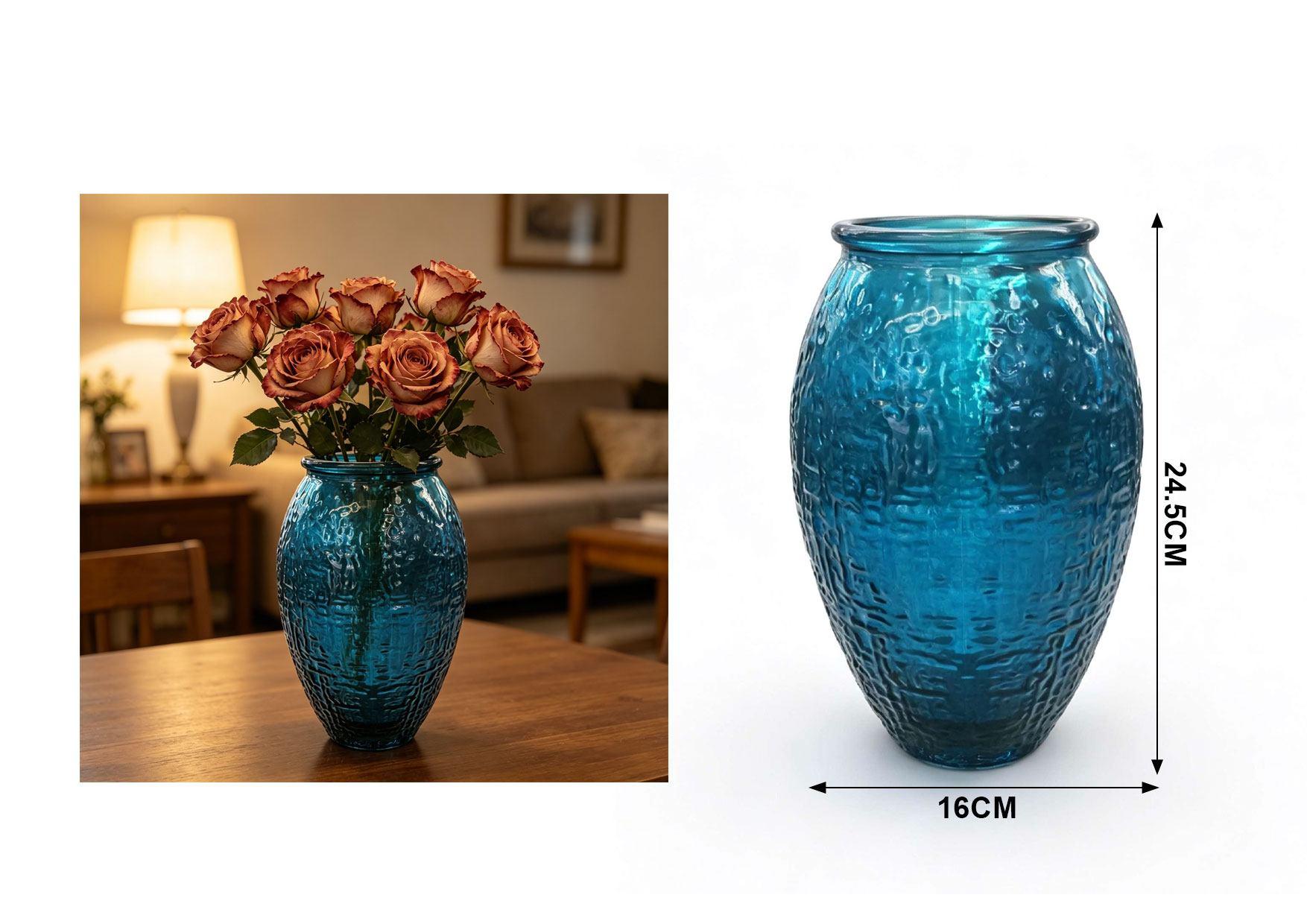 Jarrón de vidrio, color azul, modelo 872864