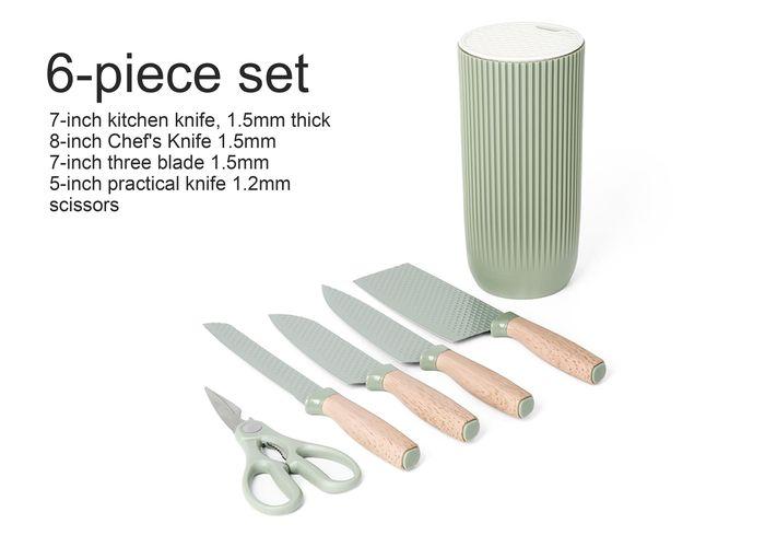 Juego de cuchillo y tenedor, modelo LK-3106, 6 piezas, color verde