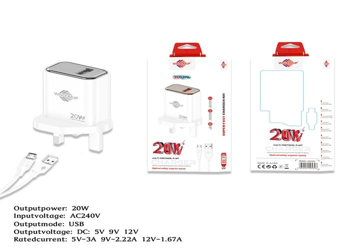 Cargador, 20 W, modelo YCD-07V