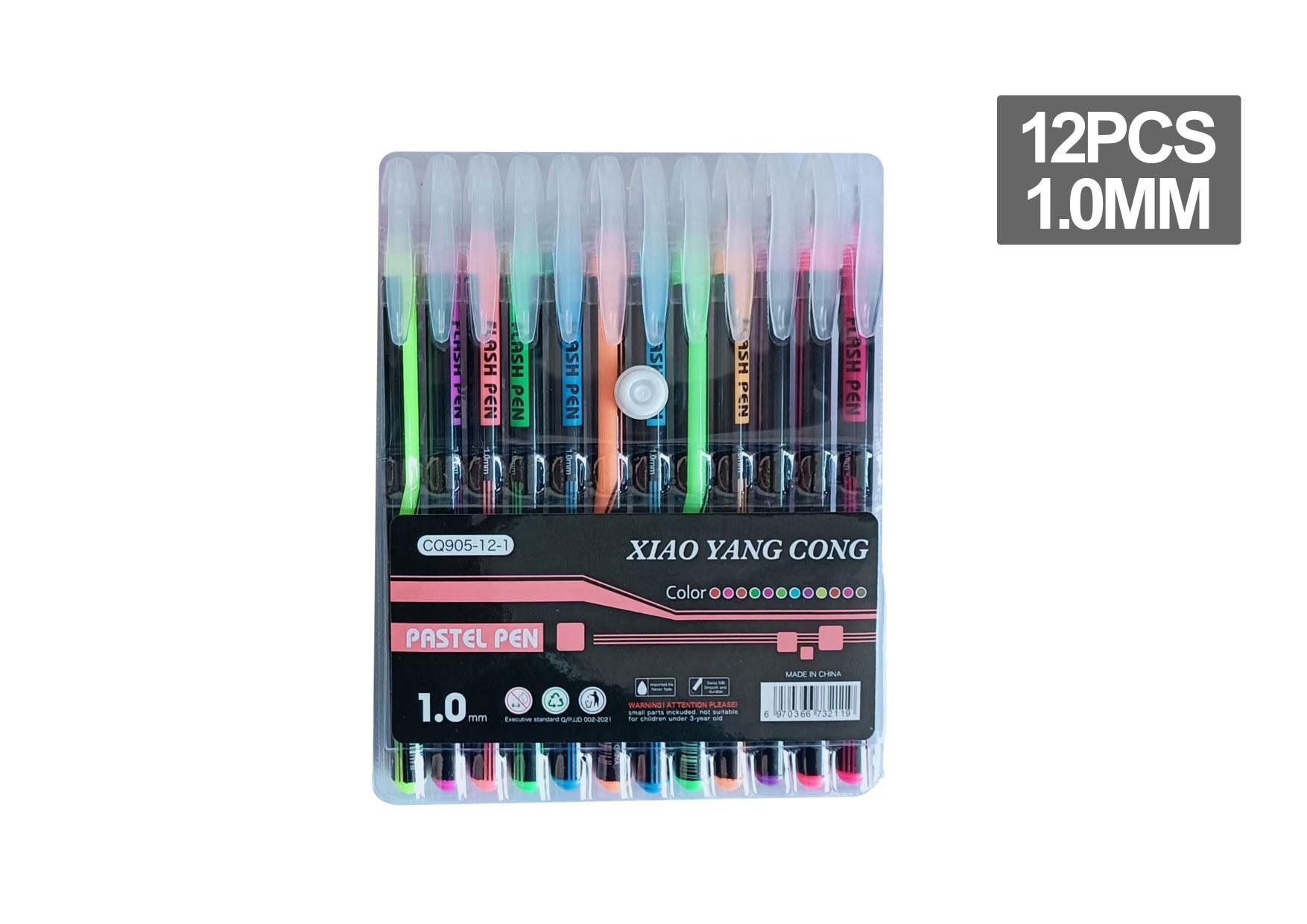 resaltador, 12 piezas, colores negro y rosado