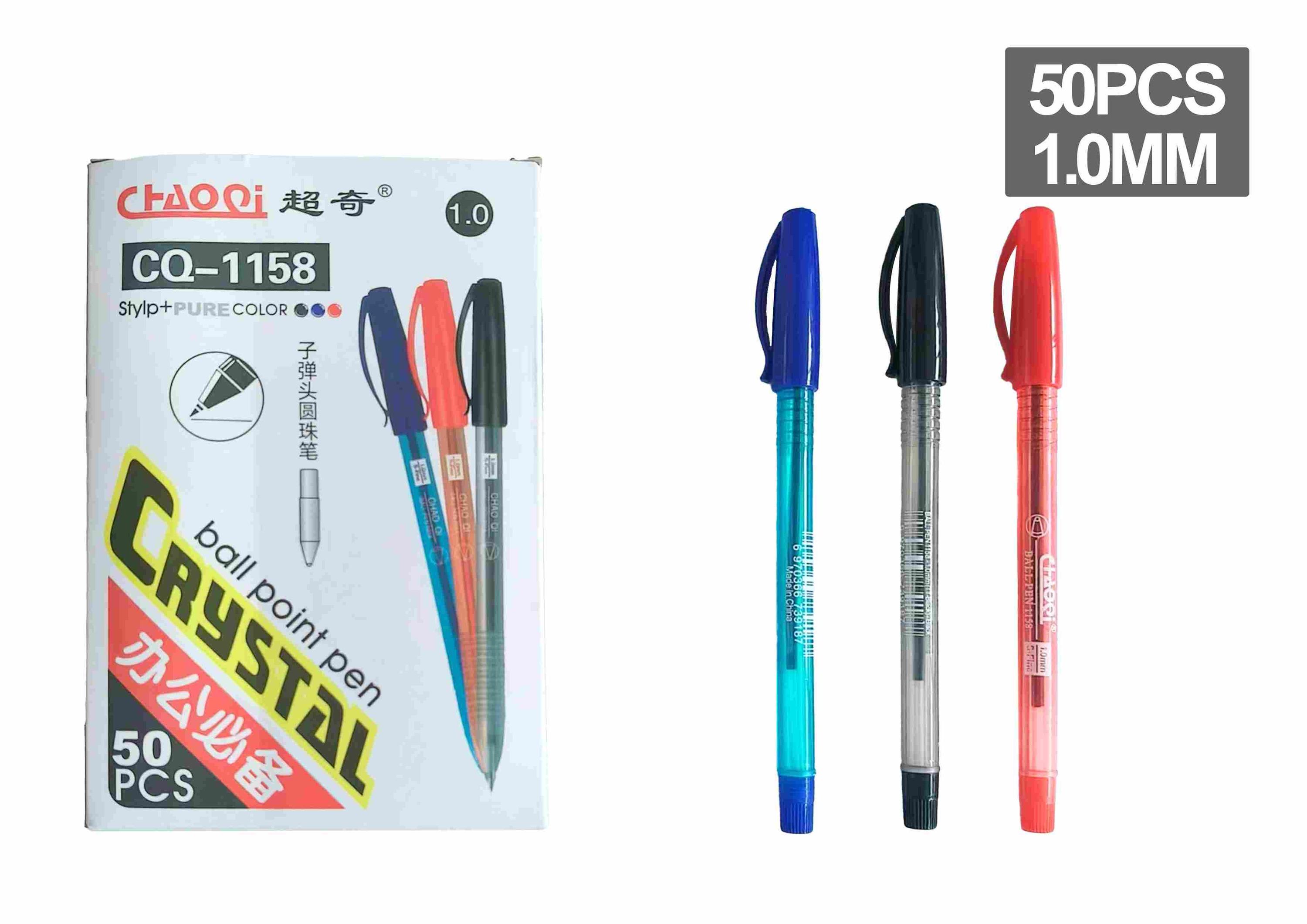 Bolígrafo, 50 piezas, colores rojo, azul y negro
