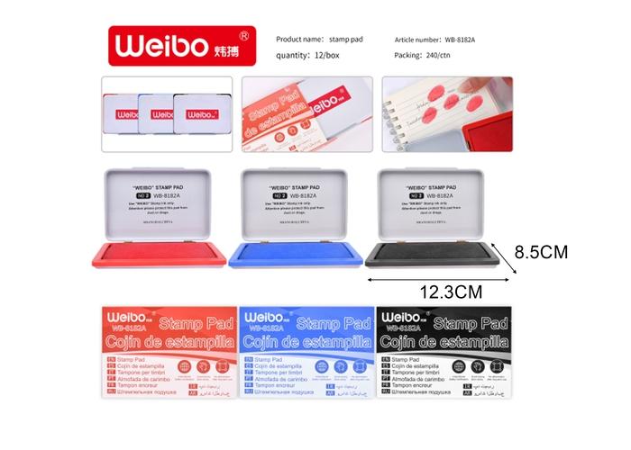 Suministros para sellos, colores rojo, azul y negro, modelo WB-8182A