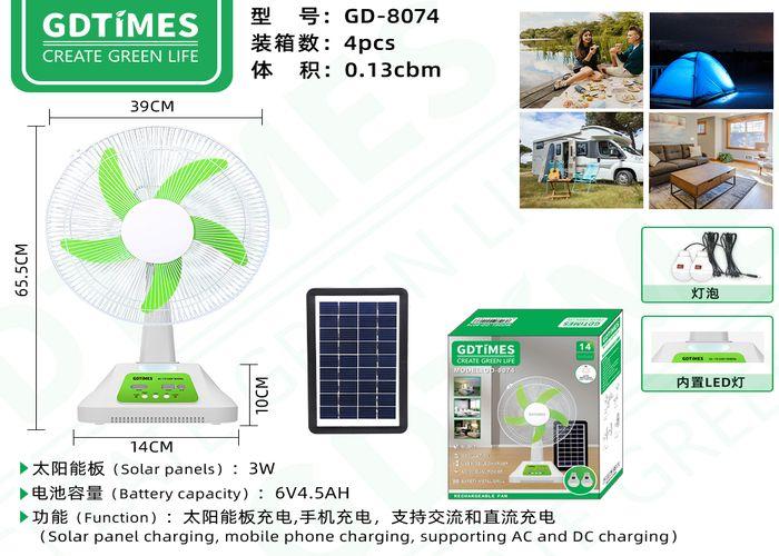 Ventilador solar portátil, 14 pulgadas