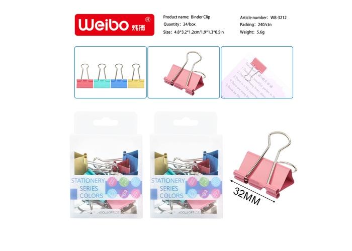 Clip de carpeta, 32 mm, color multicolor, modelo WB-3212