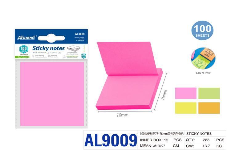 Notas adhesivas, 76 × 76 mm, modelo AL9009
