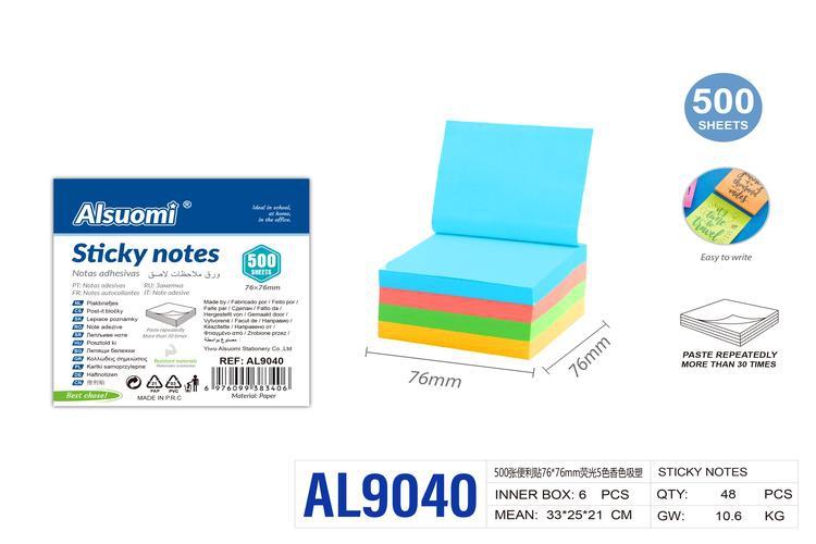Notas adhesivas, 76 × 76 mm, modelo AL9040