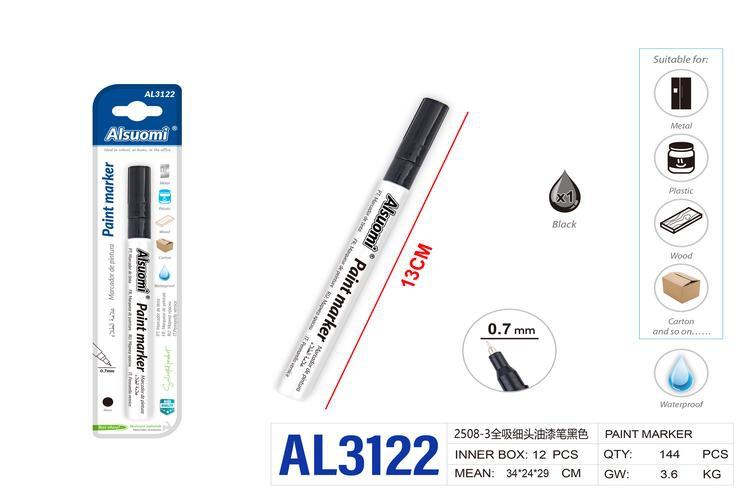 Marcador de pintura, color negro, modelo AL3122