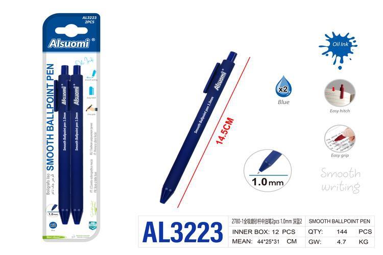 Pluma de gel, 1,0 mm, 2 piezas, color azul