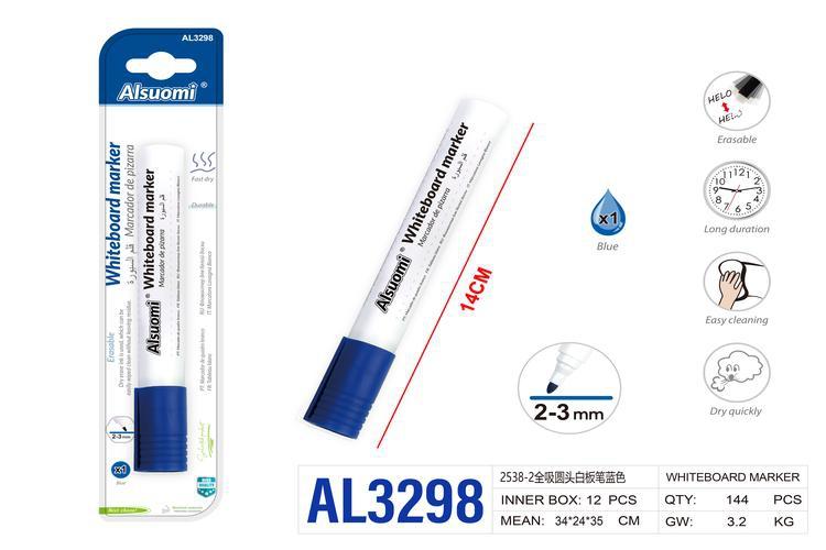 marcador de pizarra, colores azul y blanco, modelo AL3298