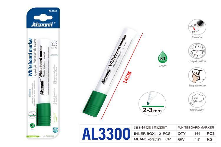 marcador de pizarra, colores verde y blanco, modelo AL3300