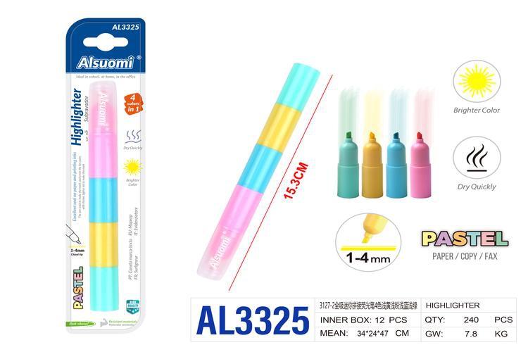 resaltador, colores amarillo, azul, verde y rosado