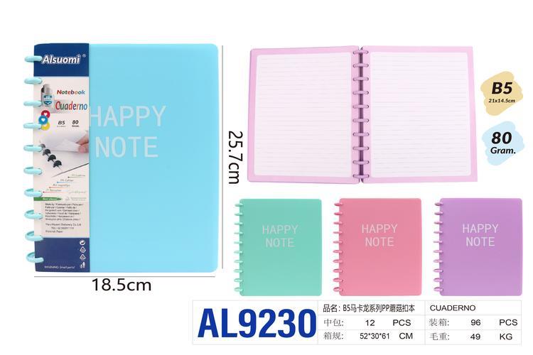 Cuaderno de bobina, modelo B5, modelo AL9230